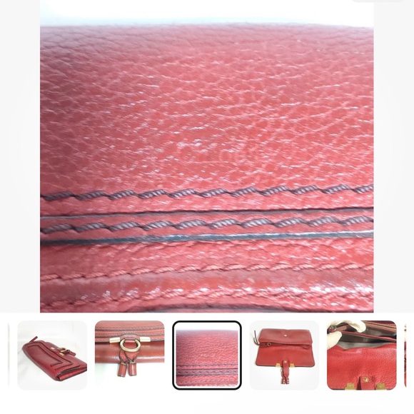 AUTHENTIC CHLOE Marcie Flap Leather Continental Wallet in Poppy(Rare Color) - Picture 7 of 9